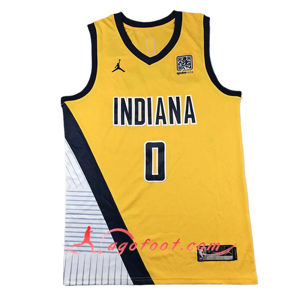 Maillot Indiana Pacers (HALIBURTON #0) 2024/25 Jaune/Noir/Blanc