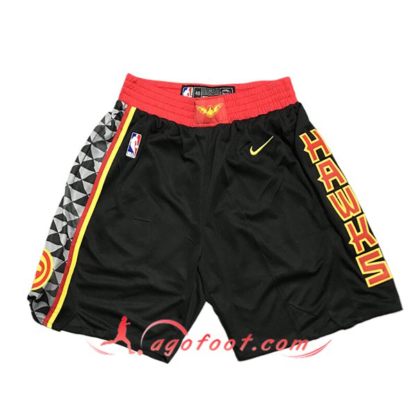 Shorts NBA Atlanta Hawks 2024/25 Noir/Rouge/Jaune