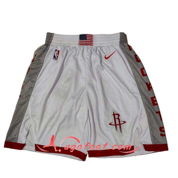 Shorts NBA Houston Rockets 2024/25 Blanc/Gris/Rouge