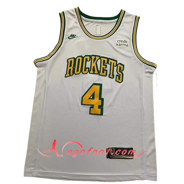 Maillot Houston Rockets (GREEN #4) 2024/25 Blanc/Jaune