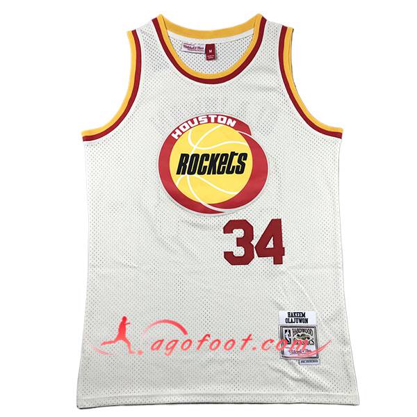 Maillot Houston Rockets (OLAJUWON #34) 2024/25 Blanc/Jaune/Rouge