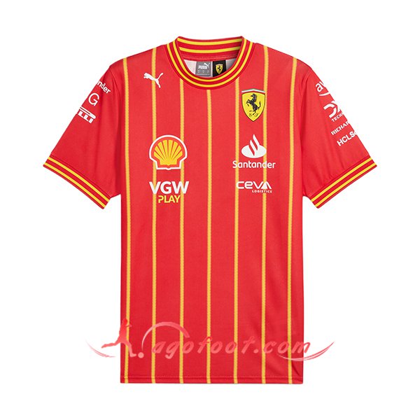 T-Shirt F1 Scuderia Ferrari Team (LECLERC #16) Rouge/Jaune 2024