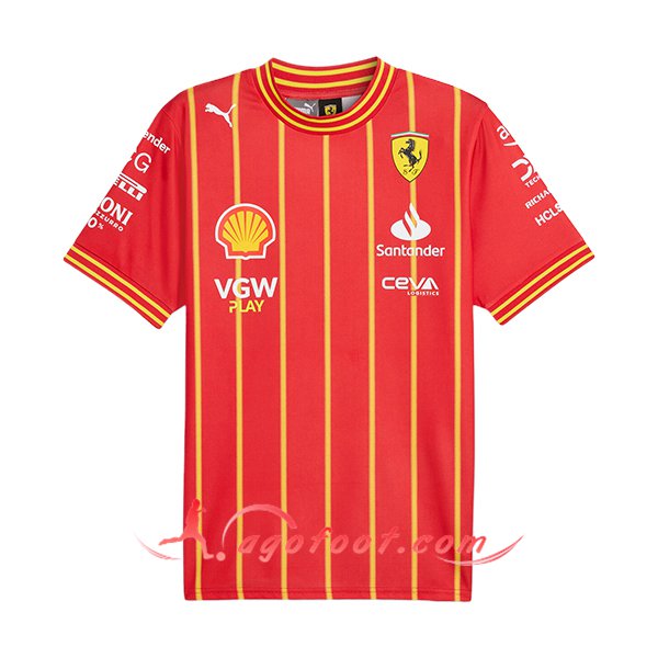 T-Shirt F1 Scuderia Ferrari Team (SAINZ #55) Rouge/Jaune 2024