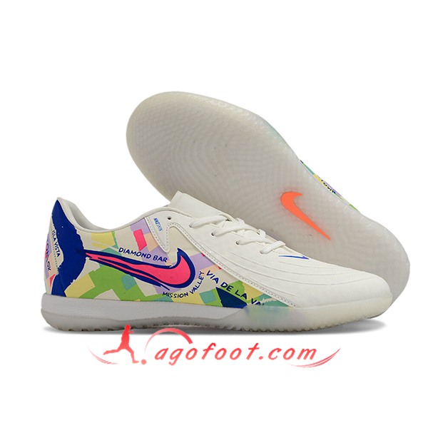 Nike Chaussures de Foot Phantom GX II Elite IC Blanc/Vert/Rose