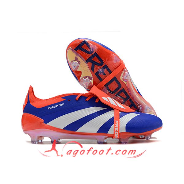 Adidas Chaussures de Foot Predator Elite Tongue FG Blanc/Bleu/Orange