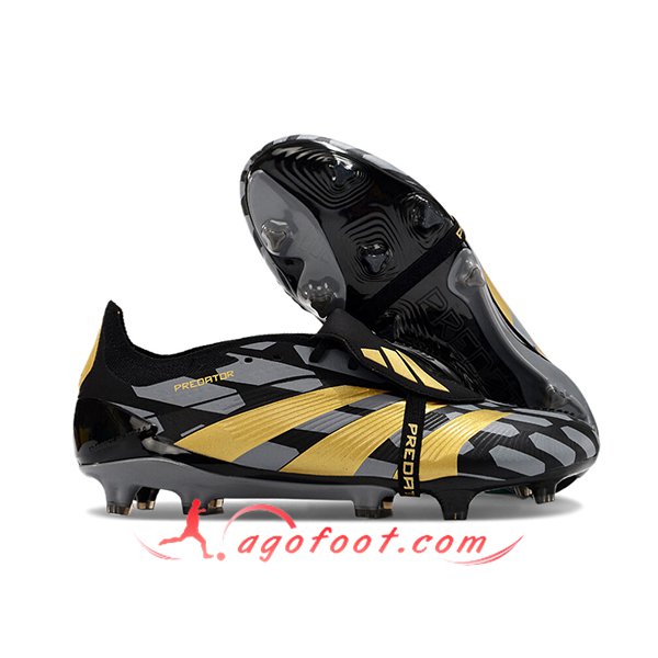 Adidas Chaussures de Foot Predator Elite Tongue FG Noir/Jaune -02