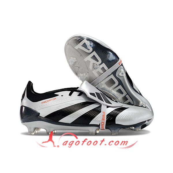Adidas Chaussures de Foot Predator Elite Tongue FG Noir/Gris -05
