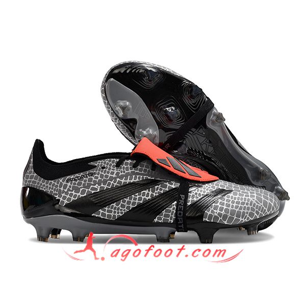 Adidas Chaussures de Foot Predator Elite Tongue FG Noir/Gris -03
