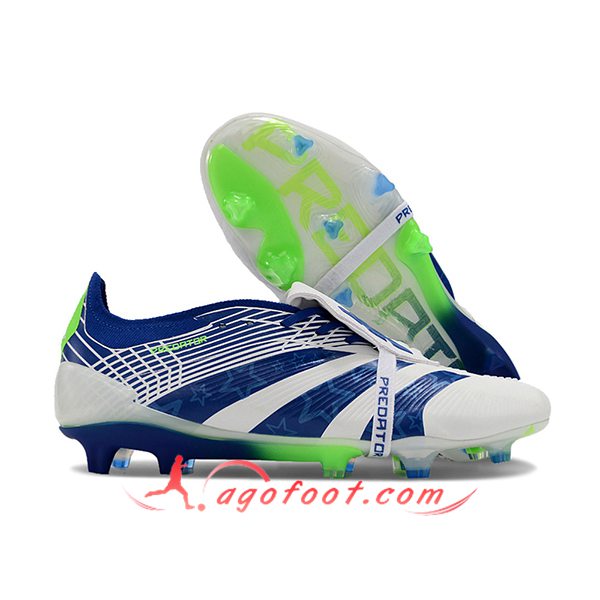 Adidas Chaussures de Foot Predator Elite Tongue FG Bleu/Blanc -02