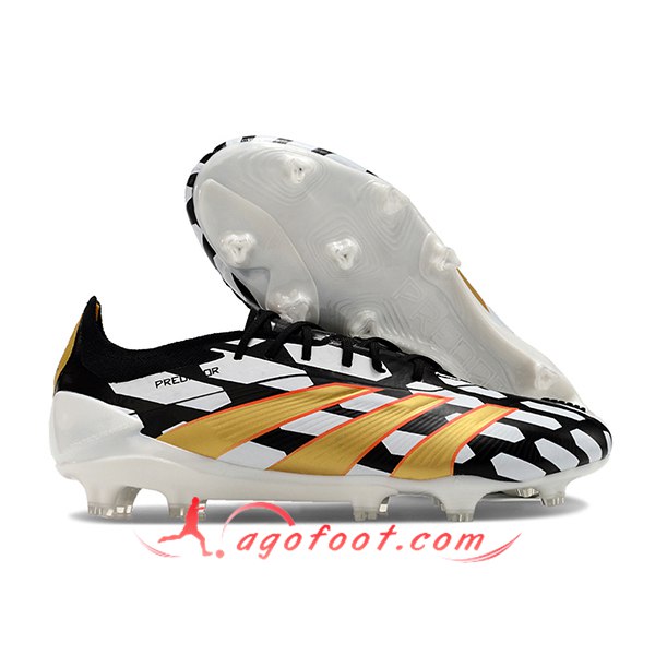 Adidas Chaussures de Foot Predator Elite FG Noir/Blanc/Jaune