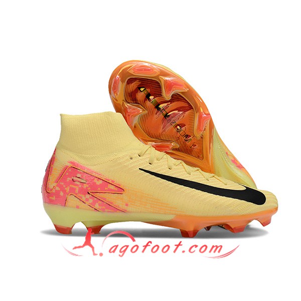 Nike Chaussures de Foot Air Zoom Mercurial Superfly IIX Elite FG Jaune/Orange/Noir