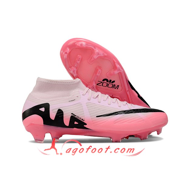 Nike Chaussures de Foot Air Zoom Mercurial Superfly IX Academy FG Rose/Noir