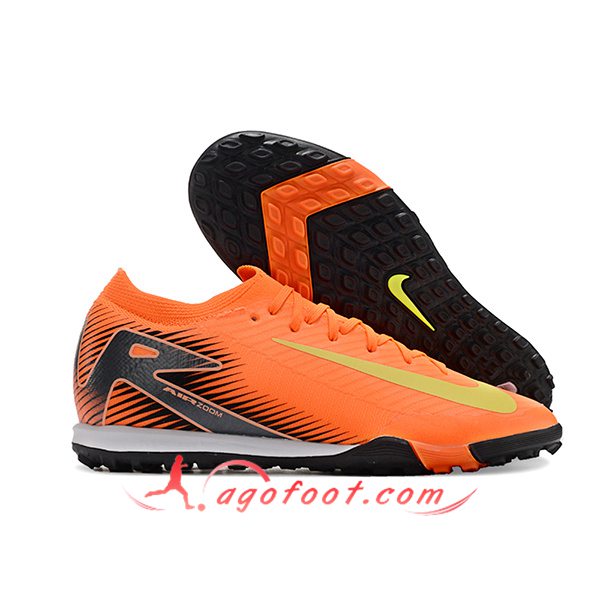 Nike Chaussures de Foot Air Zoom Mercurial Vapor XVI Elite TF Orange/Noir/Jaune
