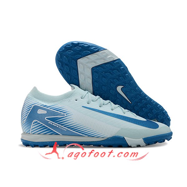 Nike Chaussures de Foot Air Zoom Mercurial Vapor XVI Elite TF Blanc/Bleu