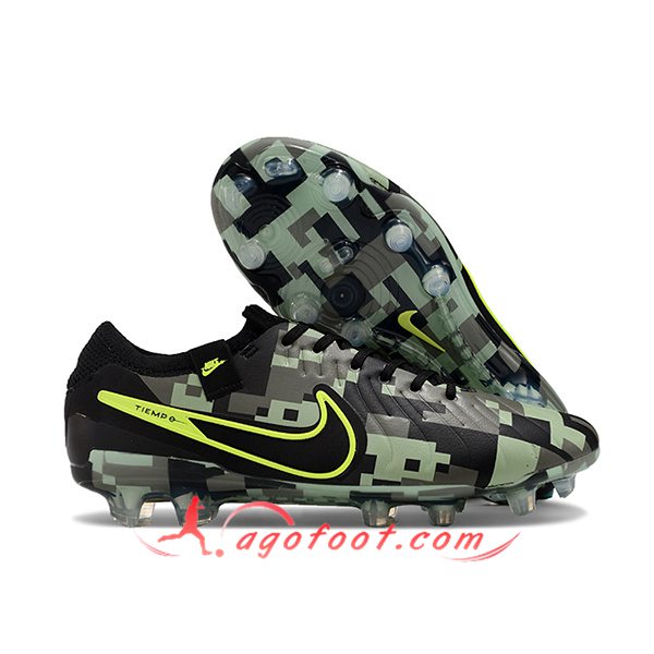 Nike Chaussures de Foot Tiempo Legend X Elite FG Noir/Vert
