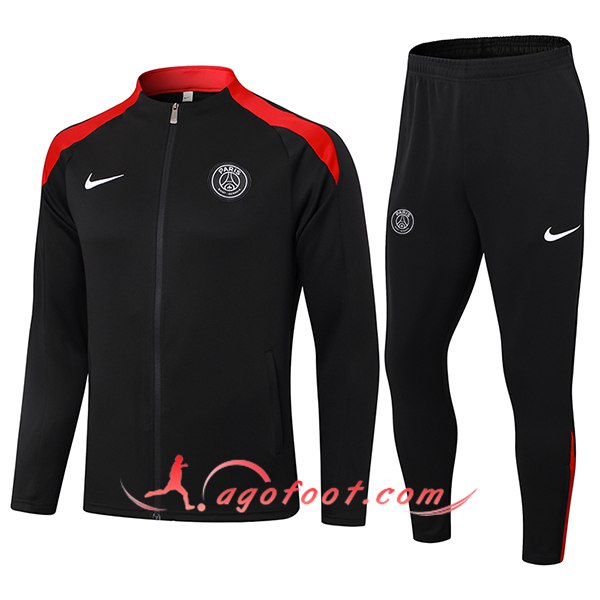 Ensemble Survetement de Foot Veste Foot PSG Noir/Rouge 2024/2025