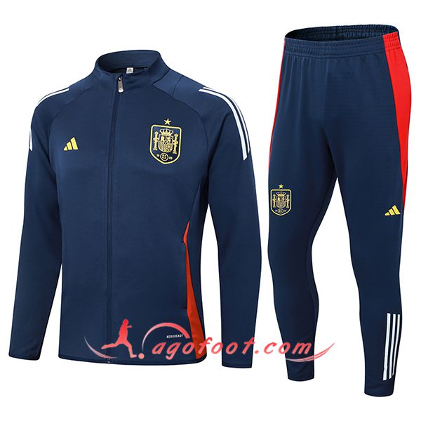 Ensemble Survetement de Foot Veste Foot Espagne Bleu Royal 2024/2025