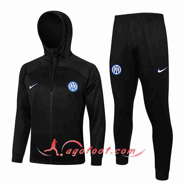 Ensemble Survetement Veste A Capuche Coupe-Vent Inter Milan Noir 2024/2025