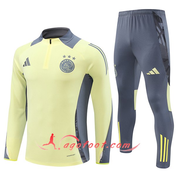 Ensemble Survetement de Foot Ajax Jaune/Gris 2024/2025