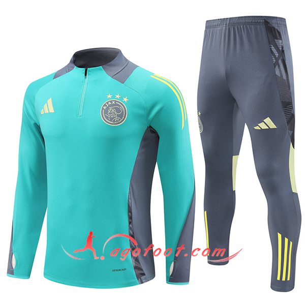 Ensemble Survetement de Foot Ajax Vert/Gris 2024/2025