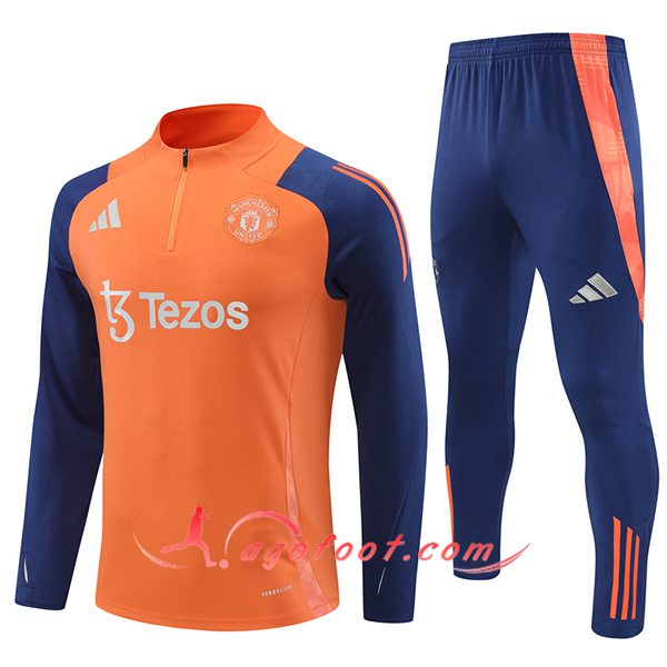 Ensemble Survetement de Foot Manchester United Orange/Bleu 2024/2025