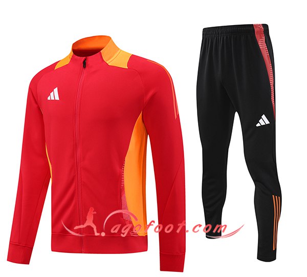 Ensemble Survetement de Foot Veste Foot Adidas Rouge/Orange 2024/2025 -02