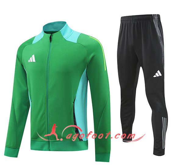 Ensemble Survetement de Foot Veste Foot Adidas Vert/Bleu 2024/2025