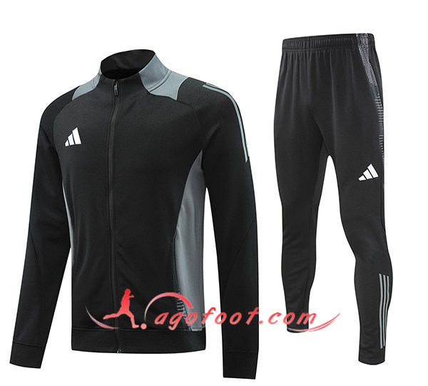 Ensemble Survetement de Foot Veste Foot Adidas Noir/Gris 2024/2025