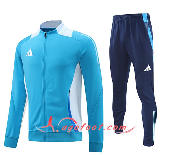 Ensemble Survetement de Foot Veste Foot Adidas Bleu/Blanc 2024/2025