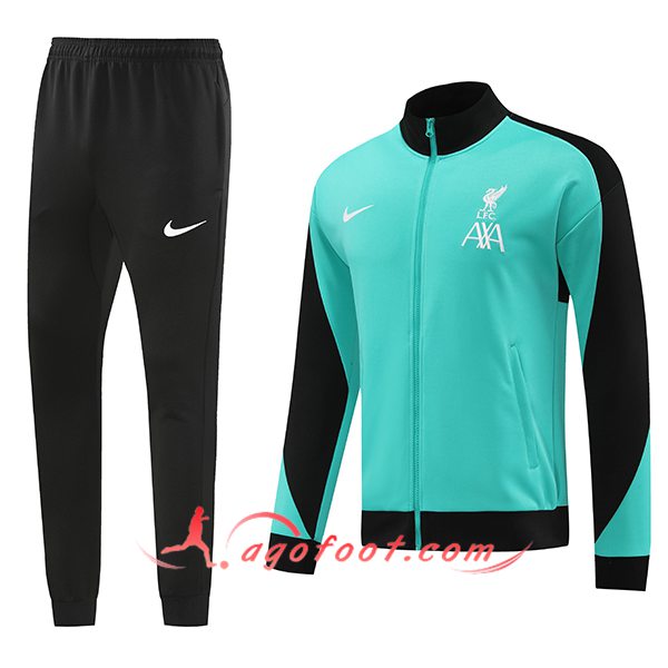 Ensemble Survetement de Foot Veste Foot FC Liverpool Vert/Noir 2024/2025