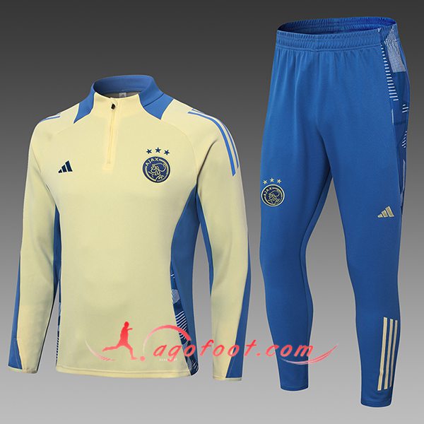 Ensemble Survetement de Foot Ajax Enfant Jaune/Bleu 2024/2025