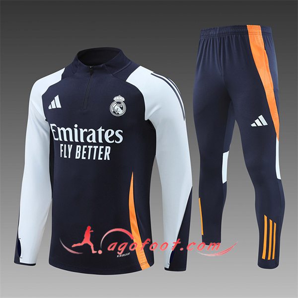 Ensemble Survetement de Foot Real Madrid Enfant Bleu Foncé 2024/2025