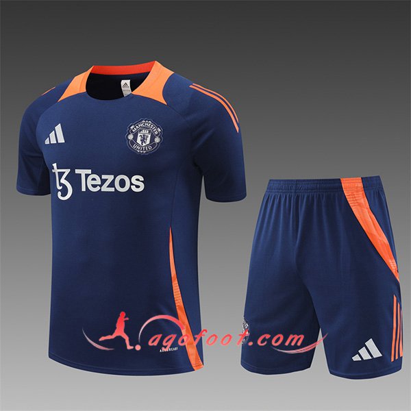 Training T-Shirts Manchester United Enfant Bleu Foncé 2024/2025