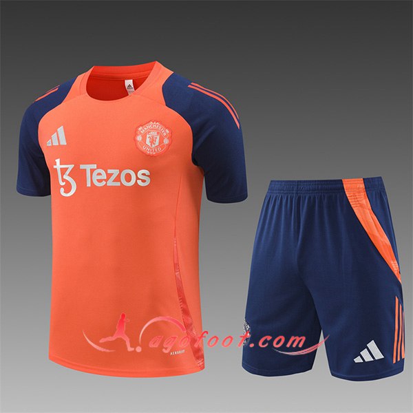 Ensemble Training T-Shirts Manchester United Enfant Orange/Bleu 2024/2025