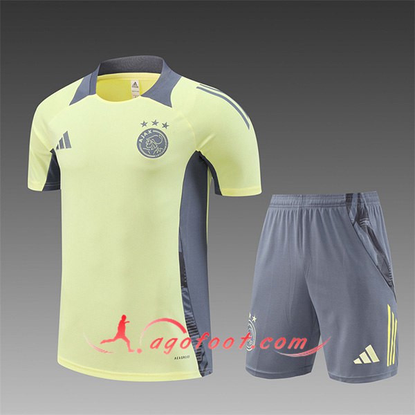 Ensemble Training T-Shirts Ajax Enfant Jaune/Gris 2024/2025