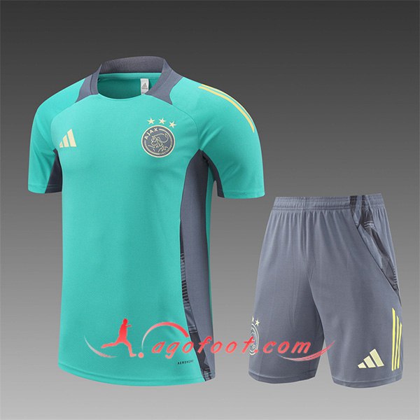 Ensemble Training T-Shirts Ajax Enfant Vert/Gris 2024/2025
