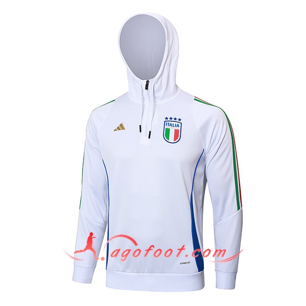 Veste A Capuche Italie Blanc/Bleu 2024/2025