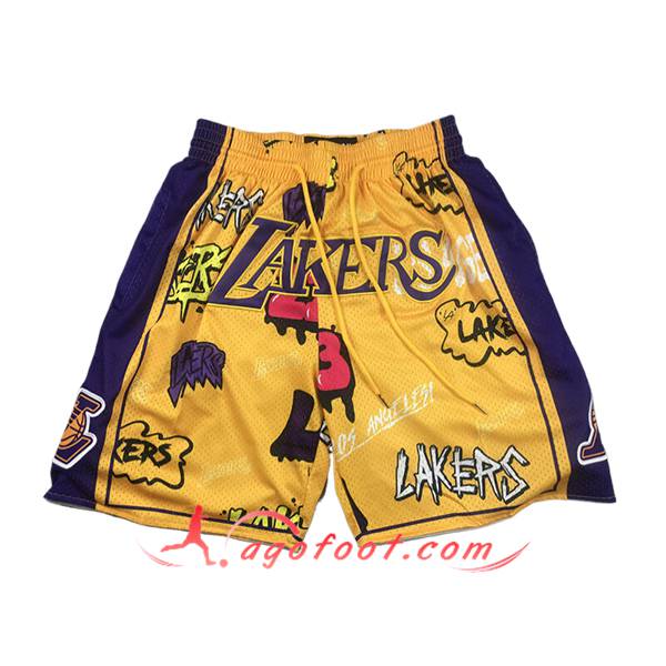 Shorts NBA Los Angeles Lakers 2024/25 Jaune/Pourpre -02