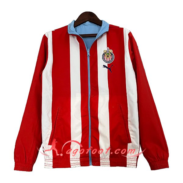 Coupe-Vent C.D.Guadalajara Blanc/Rouge 2024/2025