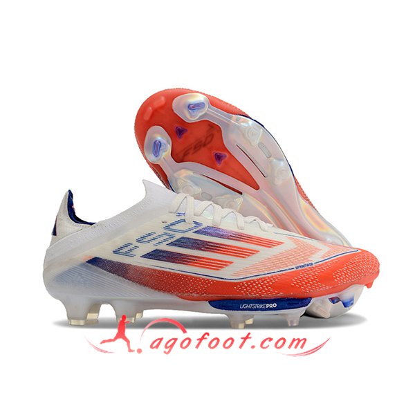 Adidas Chaussures de Foot F50+.1 FG Blanc/Orange/Bleu