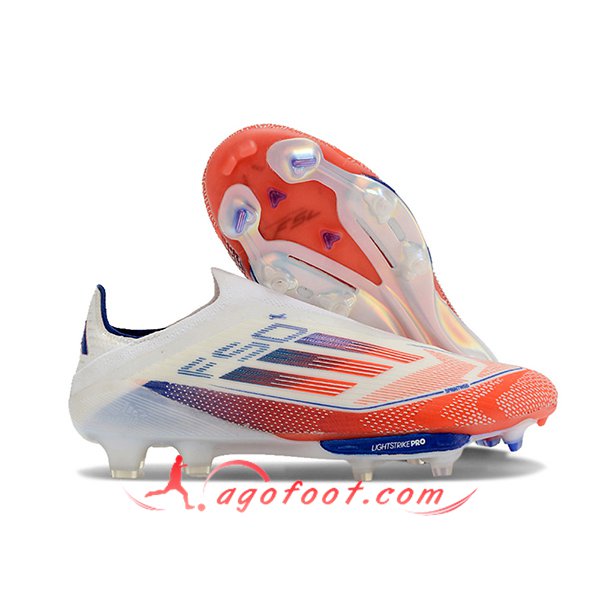 Adidas Chaussures de Foot F50+ FG Blanc/Orange/Bleu