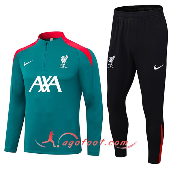 Ensemble Survetement de Foot FC Liverpool Vert/Rouge 2024/2025