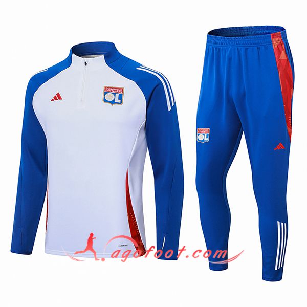 Ensemble Survetement de Foot Lyon Blanc/Bleu/Rouge 2024/2025