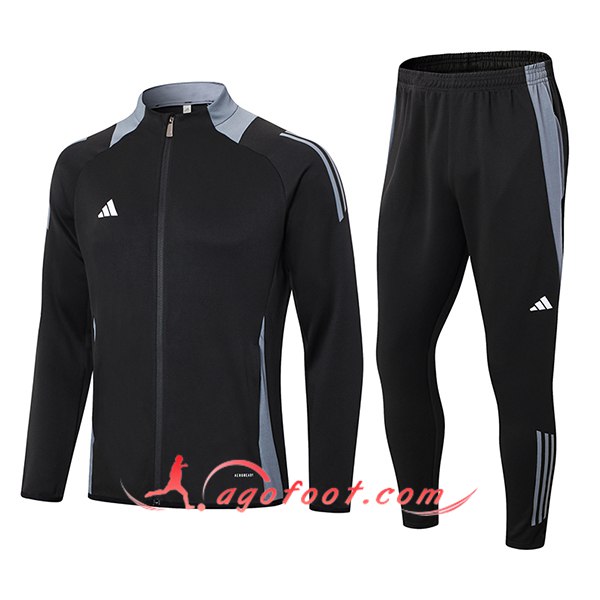 Ensemble Survetement de Foot Veste Foot Adidas Noir/Gris 2024/2025