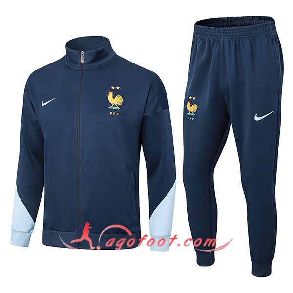 Ensemble Survetement de Foot Veste Foot France Bleu Royal 2024/2025 -03
