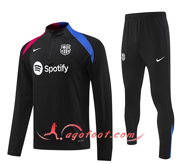 Ensemble Survetement de Foot FC Barcelone Noir/Bleu/Rouge 2024/2025