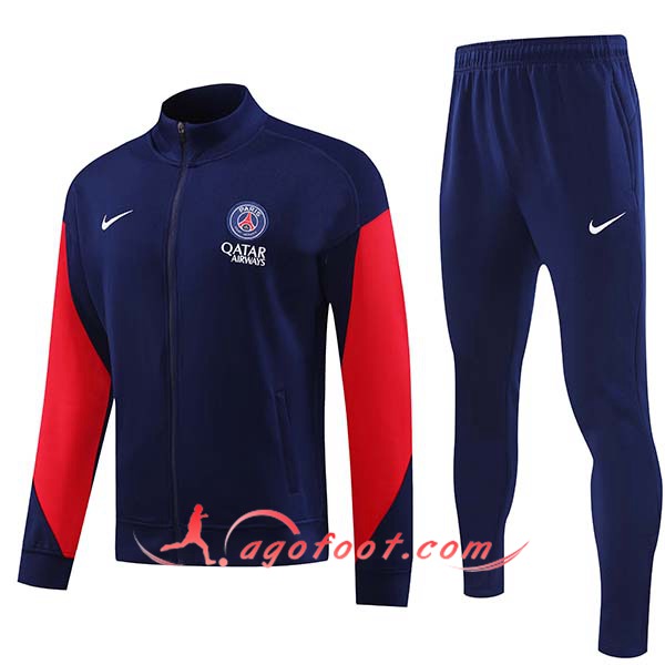 Ensemble Survetement de Foot Veste Foot PSG Bleu/Rouge 2024/2025