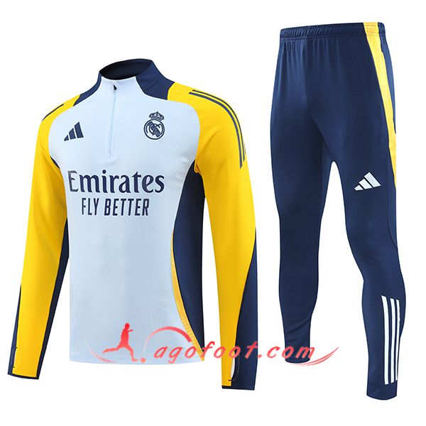 Ensemble Survetement de Foot Real Madrid Enfant Bleu/Jaune 2024/2025
