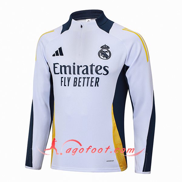 Sweatshirt Training Real Madrid Blanc/Bleu/Jaune 2024/2025