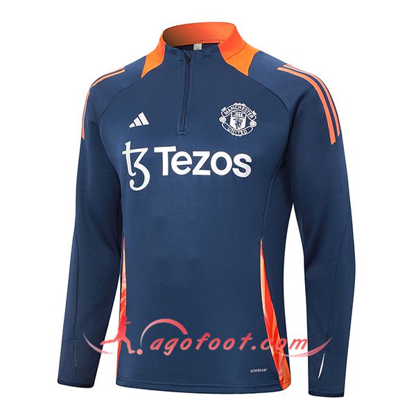 Sweatshirt Training Manchester United Bleu/Orange 2024/2025